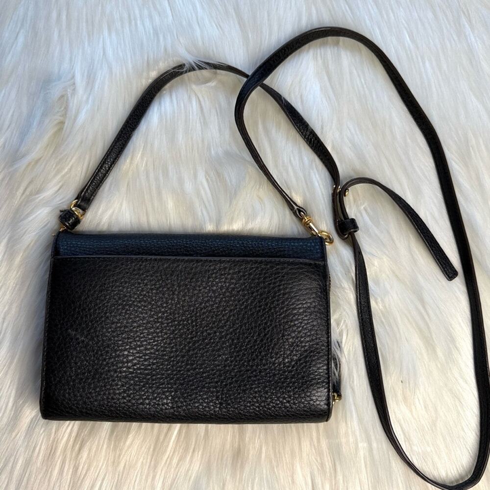 Tory Burch Black McGraw Flat Leather Wallet Crossbody - Picture 4 of 10